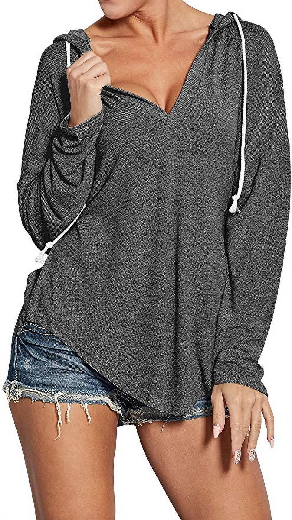 Women Deep V Neck Solid Pullover 