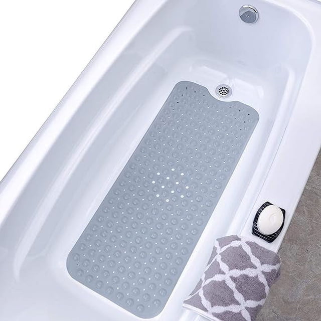 Alfombrilla de baño y ducha extra larga de 40 x 100 cm, antideslizante para suelos húmedos, para baños de ancianos y niños, más larga que las alfombrillas de baño estándar, 200 ventosas,