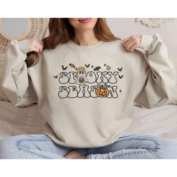 Halloween Spooky Season Embroidered Sweatshirt