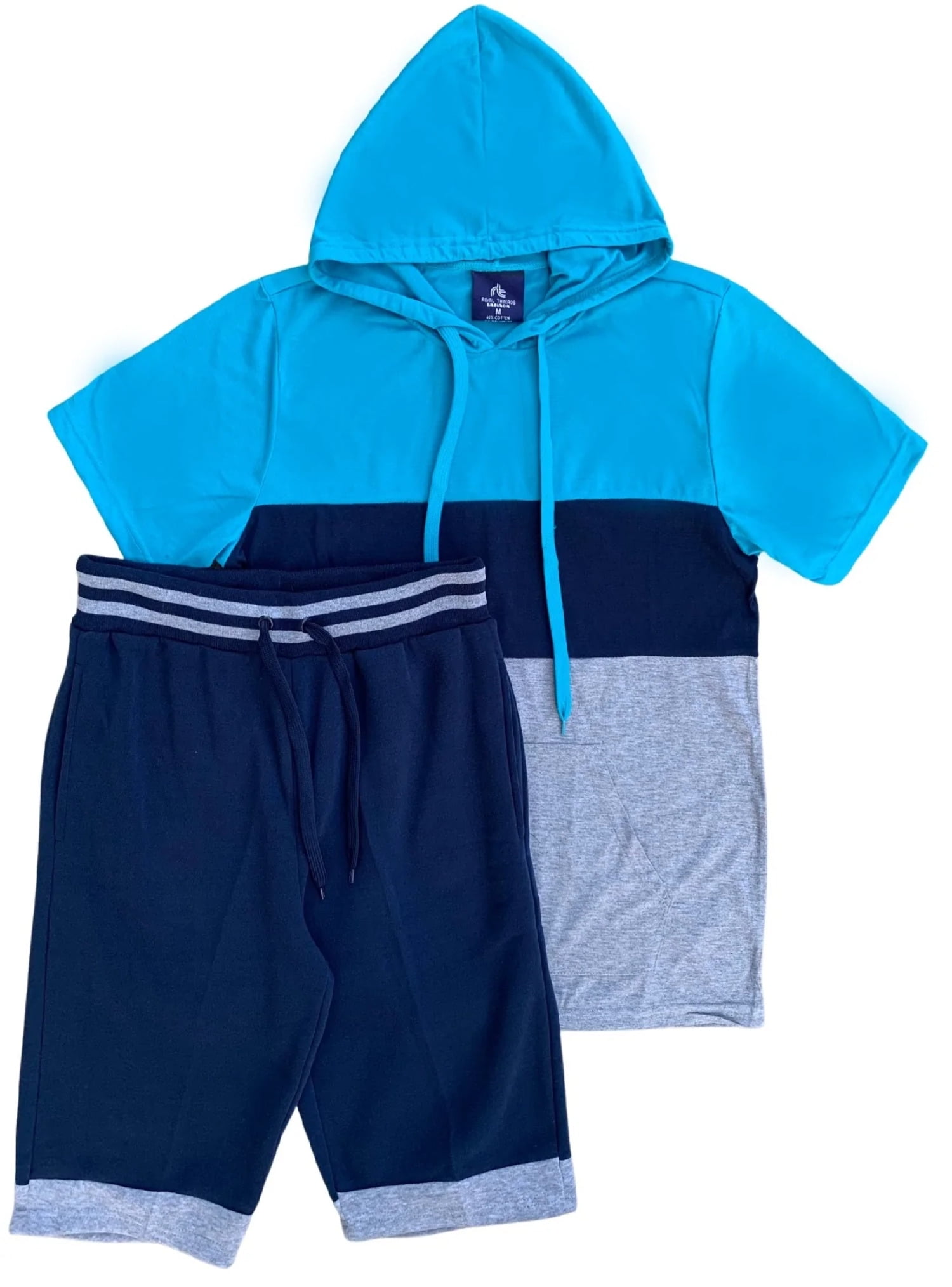Color block Short Set pullover Hoodie 