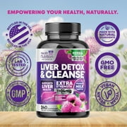 Gentle Liver Cleanse Detox & Repair Formula - Advanced Liver Support Supplement with Silymarin Milk Thistle, Dandelion Root, Artichoke Extract, Turmeric, Choline, Beetroot - 240 Veggie Capsules