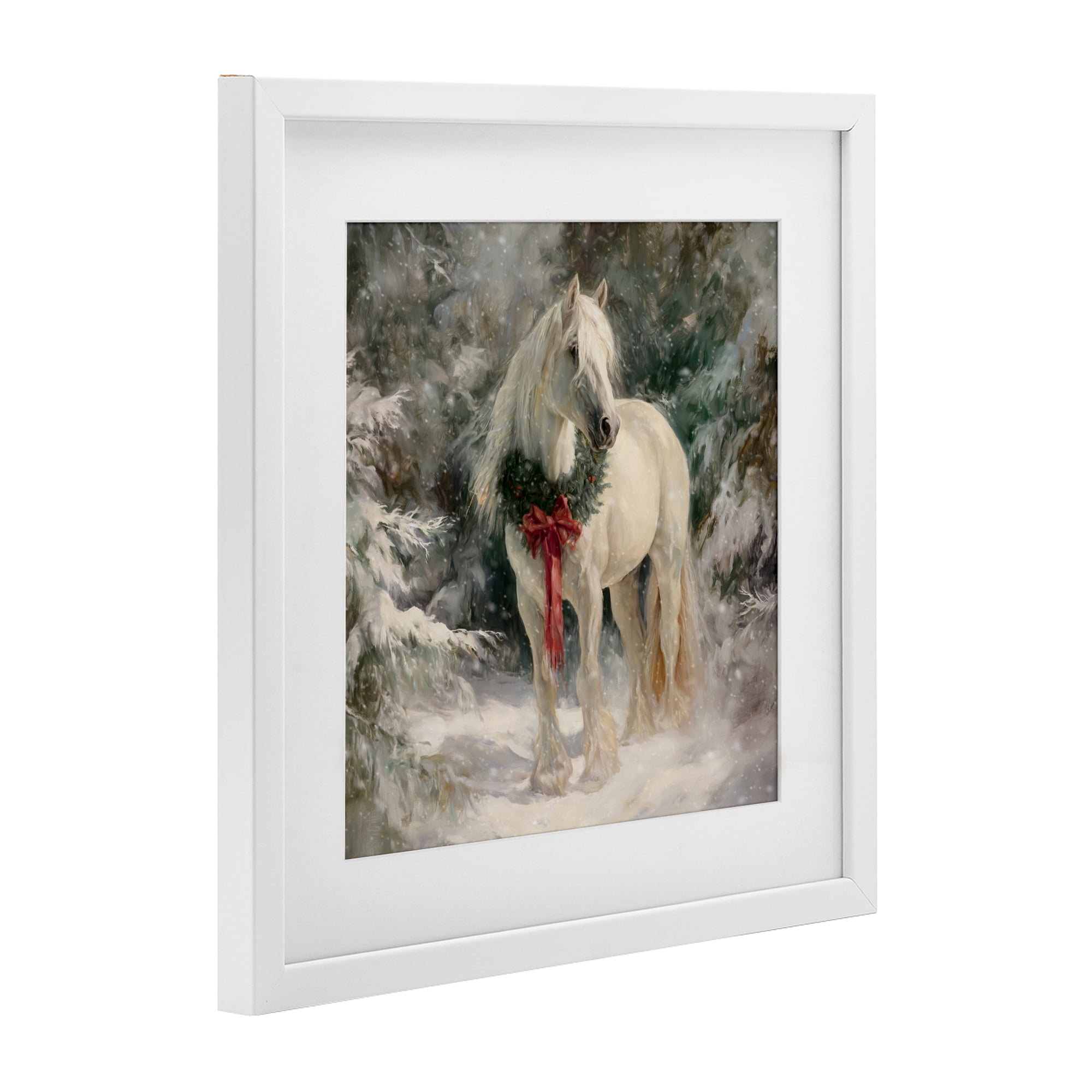 Stupell Industries Pretty Christmas Mare White Framed Print Under Glass, design by Tina LeCour