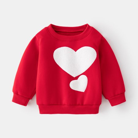 

Cathalem Little Girls Toddler Kids Baby Valentine s Day Clothing Set Long Sleeve Heart Print Fleece Athletic Clothes for Teens Childrenscostume Red 4-5 Years