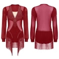 thumbnail image 3 of Aislor Women Latin Tango Fringe Dance Dress Singer Performance Stage Ballroom Rumba Chacha Skirt Burgundy M, 3 of 7