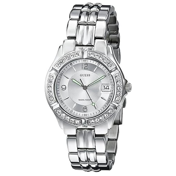 GUESS Silver-Tone Bracelet Watch with Date Feature. Color: Silver-Tone (Model: G75511M)