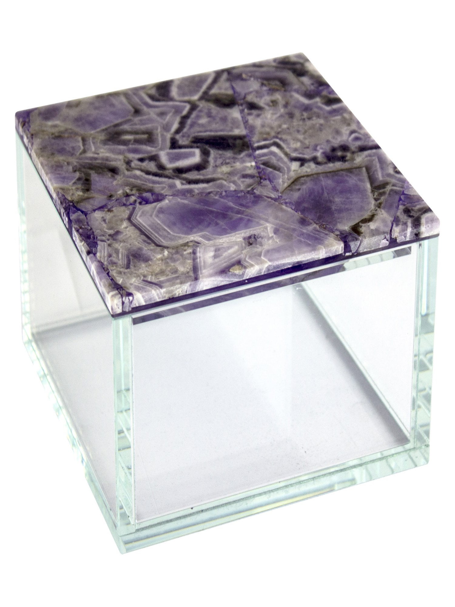 Sagebrook Home Decorative Glass Box with Agate Top