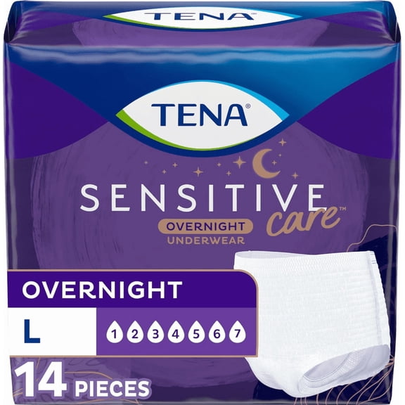 TENA Incontinence Underwear for Women, for Overnight, Large, 14 Count