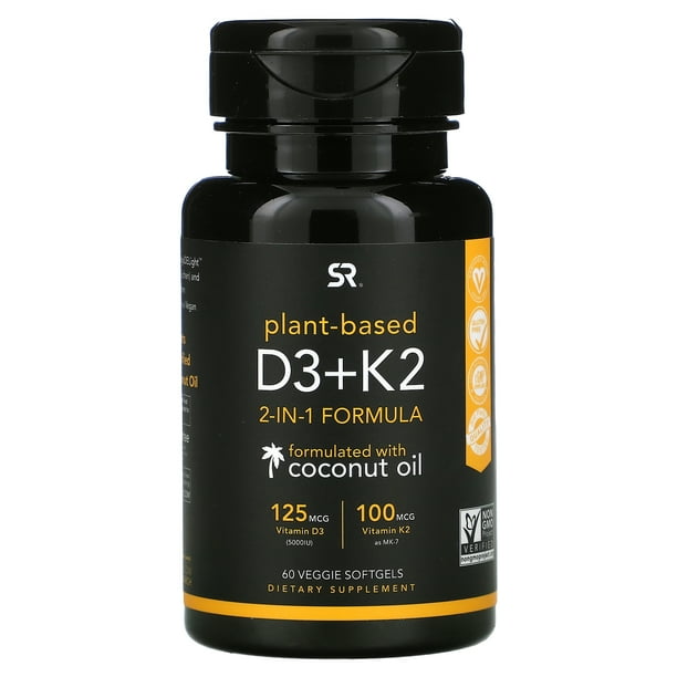 Sports Research Vitamin D3 + K2, Plant Based, 60 Veggie