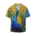 thumbnail image 3 of Balery Peacocks Men's Casual Button Down Shirt Short Sleeve Textured Summer Cuban Beach Shirts-XX-Large, 3 of 7