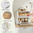 thumbnail image 4 of Double Layer Bread Box for Kitchen Countertop, Large Bamboo Bread Storage Container for Homemade Bread, Farmhouse Bread Holder for Kitchen Counter Cabinet, Pantry, (White, Extra Large), 4 of 16