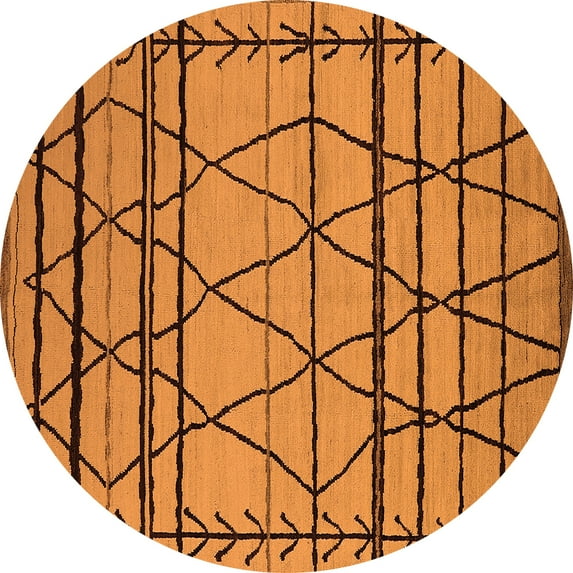 Ahgly Company Indoor Round Solid Orange Modern Area Rugs, 4' Round
