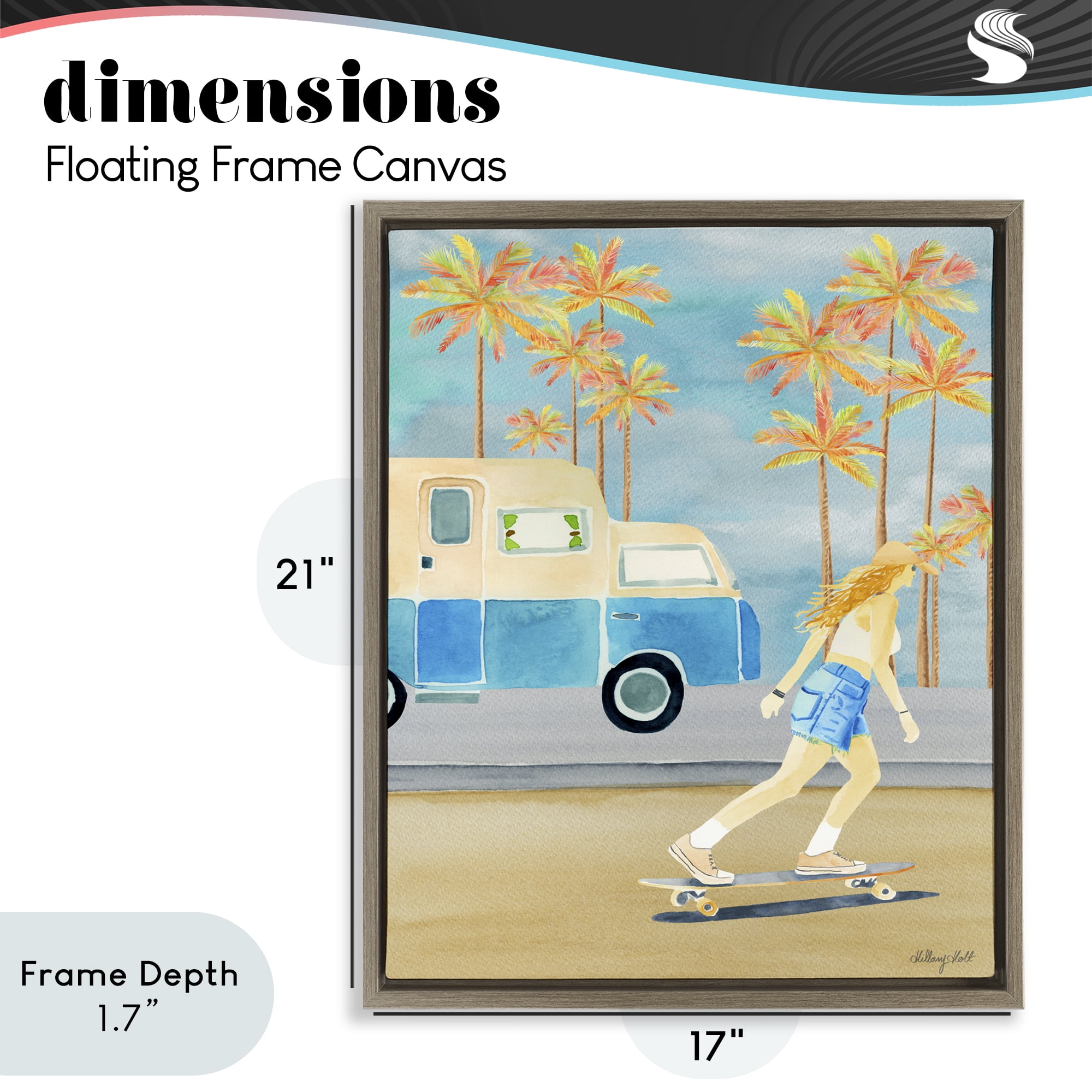 Stupell Industries Santa Monica Road Trip Brown Framed Floater Canvas Wall Art, design by Hillary Holt