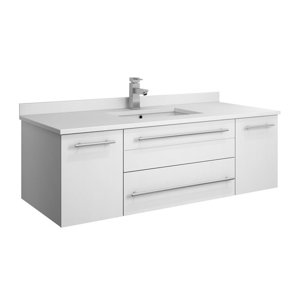 Fresca Lucera 48" White Wall Hung Modern Bathroom with Top and Undermount Sink