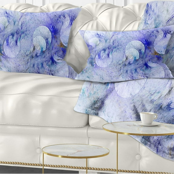 Designart Light Blue Fractal Glass Texture - Abstract Throw Pillow - 12x20