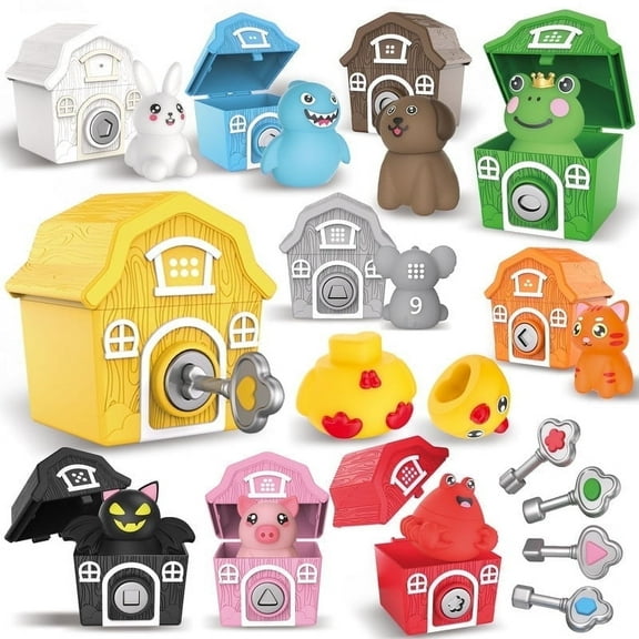 Konijiwa Montessori Color and Shape Sorting Toys, Farm Animal Matching Toys for 3  Years