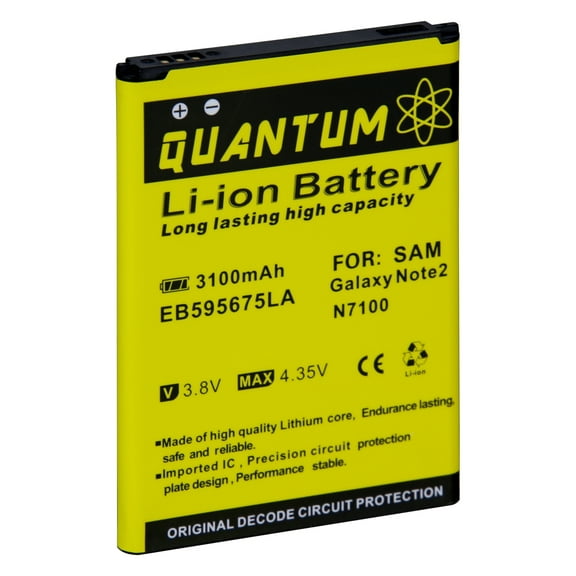 QUANTUM 3100mAh Li-Ion Battery for the Samsung Galaxy Note 2 EB595675LA, N7100 I317, I605, L900, T889, 12 MONTH WARRANTY
