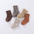 thumbnail image 2 of 5 Pairs Baby Socks Solid Color 0-5 Years Socks Boy Girl Accessories Spring Autumn Kids Socks SK5019 S, 2 of 5