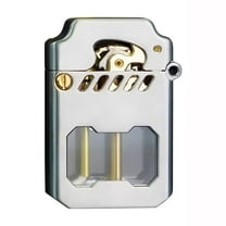 YIKA Mecha Metal Rocker Lighter Transparent Tank Kerosene Lighter Metal Portable Lighter Windproof Lighter Silver