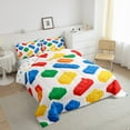 thumbnail image 3 of jejeloiu Colorful Building Blocks Full Size Comforter Sets,Geometric Toy Brick Bedding Comforter Set,Rainbow 3D Block Bedding Sets For Girls Boy,Breathable Home Decor Reversible,3-Piece, 3 of 8