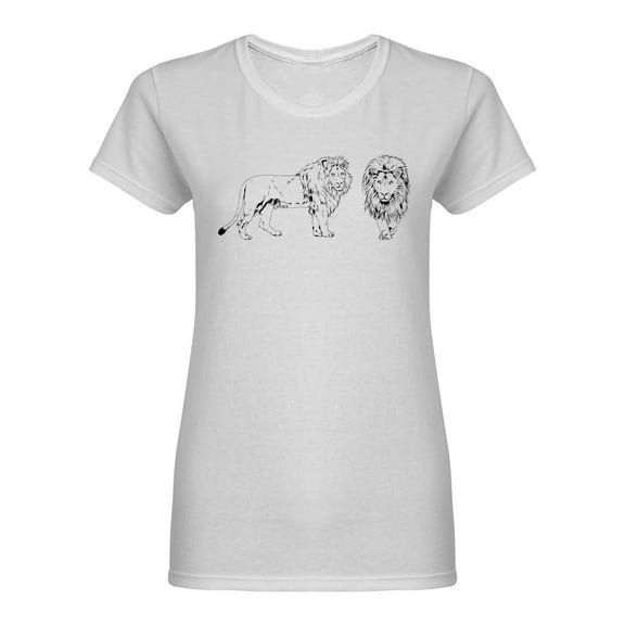 Lion Drawing Shaped T-Shirt Women -Image by Shutterstock, Female Medium