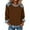 Brown, variant on Women's Denim Trim Sweatshirt, Crewneck Pullover with Denim Accents, Long Sleeve Casual Loose Fit Top, Streetwear Fashion Crewneck Sweatshirt Brown XXXL