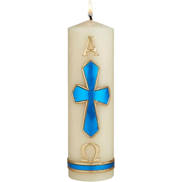 CB Church Supply Devotional Candles Hand Decorated Family Prayer Candle by Will & Baumer, 8-Inch, Alpha & Omega