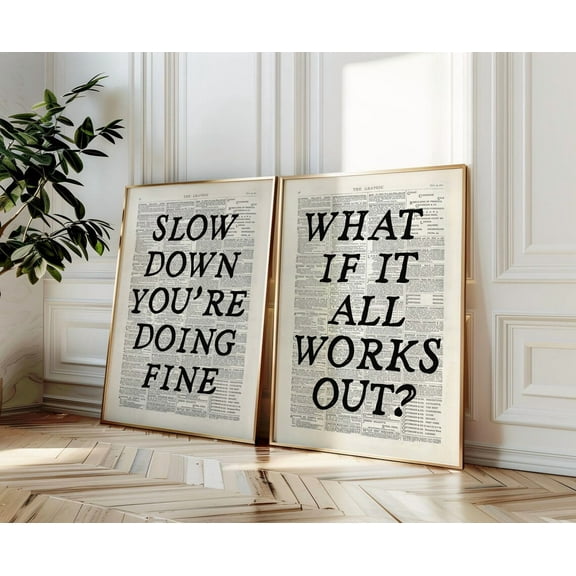 Luvia Trendy Set Of 2 Gallery Newspaper Art Prints Black And White Poster Room Decor Vintage Retro Poster Quote Poster Bar Cart, Modern Wall Decor Set 2 Prints 8x12 UNFRAMED