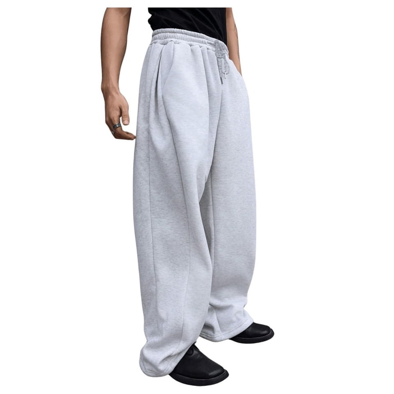 Men's Y2K Baggy Sweatpants - Streetwear Wide Leg Open Bottom