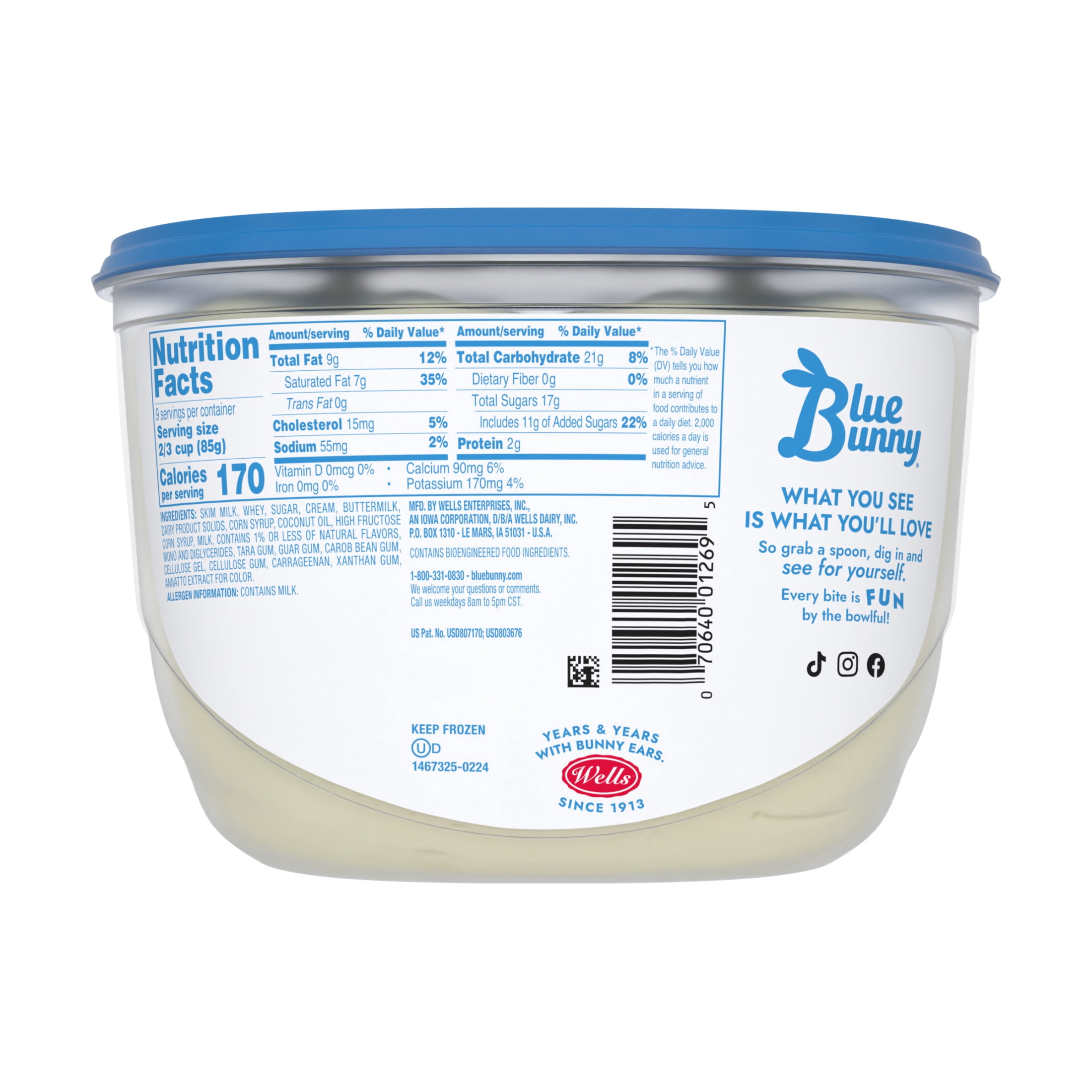Blue Bunny Vanilla Flavored Premium Frozen Dessert, 48 fl oz