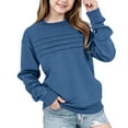 thumbnail image 2 of IVEYRTF Girls Solid Color Pullover Sweatshirt Long Sleeve Pullover Casual Outerwear for Kids Youth Active Wear Soft Everyday Jacket for School Play(Navy#1,13 Years), 2 of 8