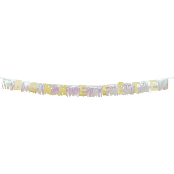 Bannière à frange Bonne Fête à paillettes or 1 bannière d’anniversaire