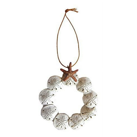Beachcombers Resin Sand Dollar Wreath Christmas Ornament with Starfish Top