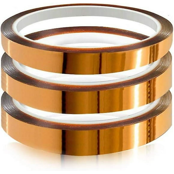 3Pcs Polyimide Film Adhesive Tape, Heat Resistant Tape, for 3D Printer, Masking, Soldering, Circuit Board Insulation (20mm*33m)