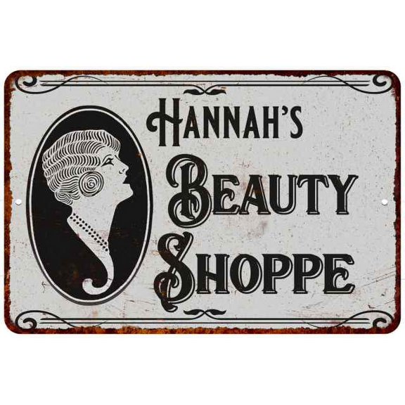 Hannah's Beauty Shoppe Chic Sign Vintage Decor 8x12 Metal Sign 208120021370