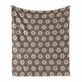 thumbnail image 1 of Chocolate Soft Flannel Fleece Throw Blanket, Classic Floral Pattern in Earth Tones Boho Middle Eastern Fashion, Cozy Plush for Indoor and Outdoor Use, 70" x 90", Ivory Warm Taupe, by Ambesonne, 1 of 6