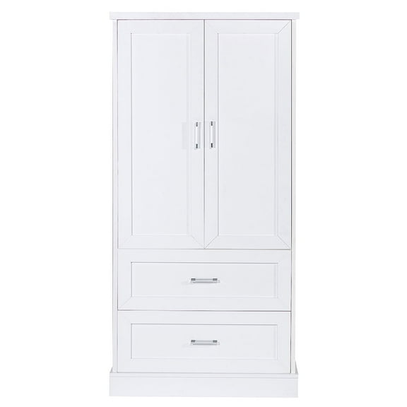 Resenkos Storage Cabinet,Kitchen,Pantry Cabinet,Tall Bathroom Storage Cabinet, Cabinet with Two Doors and Drawers, Adjustable Shelf,White