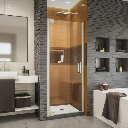 Frameless Shower Door 46 DreamLine Elegance-LS 32 1/4 - 34 1/4 in. W x 72 in. H Frameless Pivot Shower Door in Brushed Nickel ()