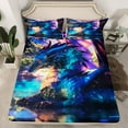 thumbnail image 2 of Castle Fairy Magical Dragon 4 Pieces Queen Sheet Sets for Boys Girls,Abstract Gradient Animal Ultra Soft Flat Sheet,Ombre Starry Sky Queen Fitted Sheet,Lightweight Room Decor, 2 of 7