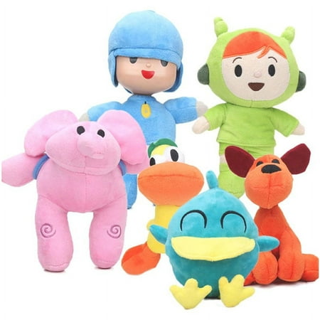 6 Set Pocoyo Plush - Pocoyo, Elly Elephant, Loula Dog, Pato Duck, Nina, Sleepy Bird Stuffed Animal Doll Toy