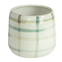 Creative Co-Op Round Grid Pattern Stoneware Planter, Multicolor