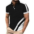 thumbnail image 2 of T-Shirts for Men Clearance under $10 Short Sleeve Turndown Collar Solid Color Loose Lapel Polo Shirt Black XXL, 2 of 4