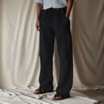 thumbnail image 1 of Men's Casual Pants - Mid Rise Solid Full-Length Everyday Trousers with Drawstring and Pockets for Comfort, 1 of 4