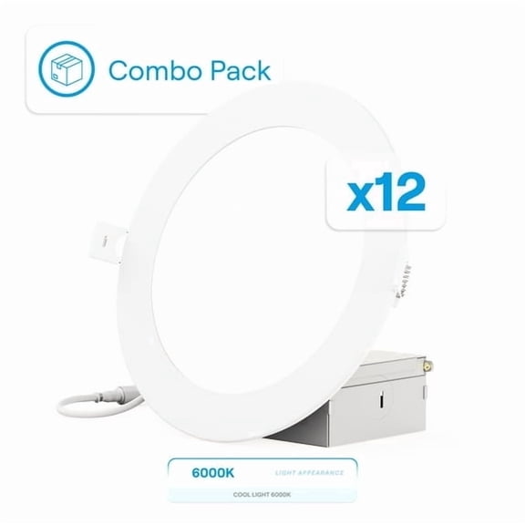 Infibrite 4” LED Light Fixture with Night Light, Dimmable Slim Ceiling Recessed Downlight, Warm White, 6 Pack