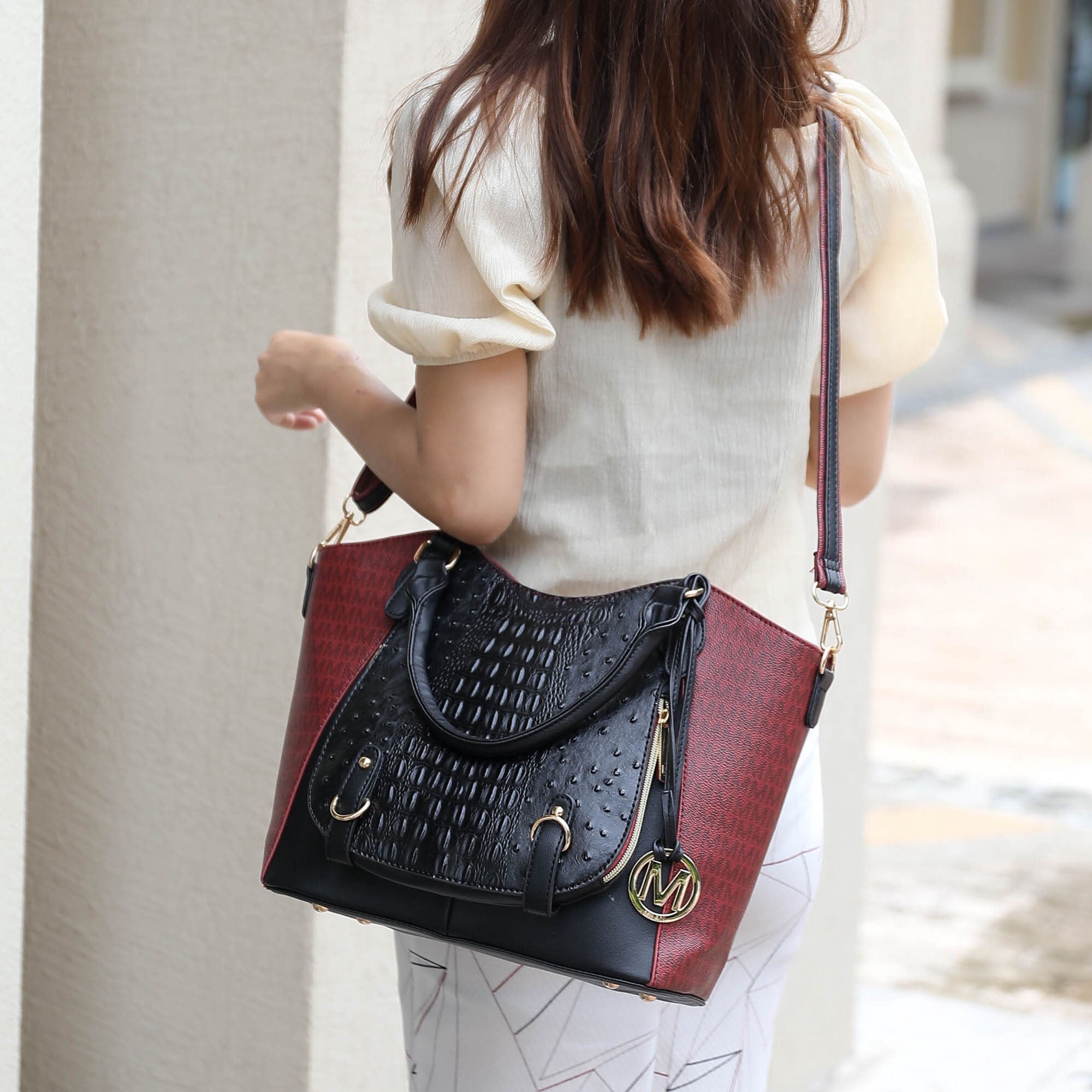 MKF Collection Jacqueline Signature Women Satchel Bag, Handbag Purse by Mia K - Black