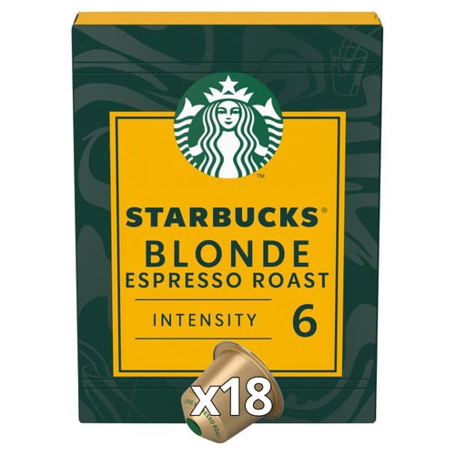 Starbucks by NESPRESSO Blonde Espresso Roast Coffee Pods, 18 pods per pack, British Import (Pack of 3)