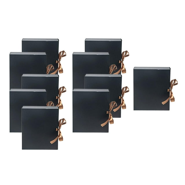 10 cajas de regalo con tapa para regalos, cajas de papel para San Valentín y bebés. 31cmx25cmx8cm Negro