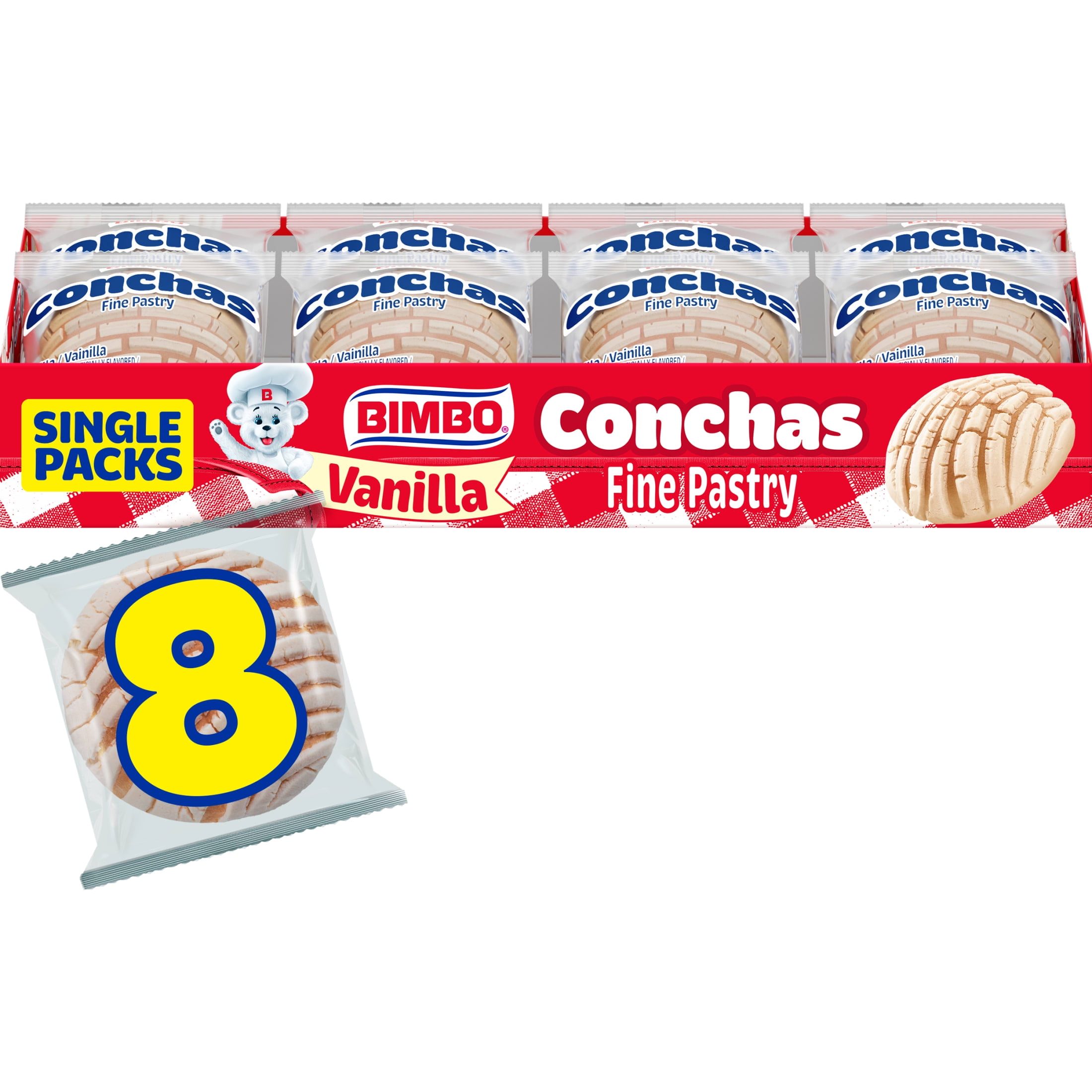 (3 pack) Bimbo Conchas Vanilla Pastry, 8 packs, 16.96 oz