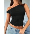 thumbnail image 6 of Womens Summer Off the Shoulder Tops Going Out T Shirts Crop Tank Top Fashion Clothes Spring Outfits 2025 Black L, 6 of 7