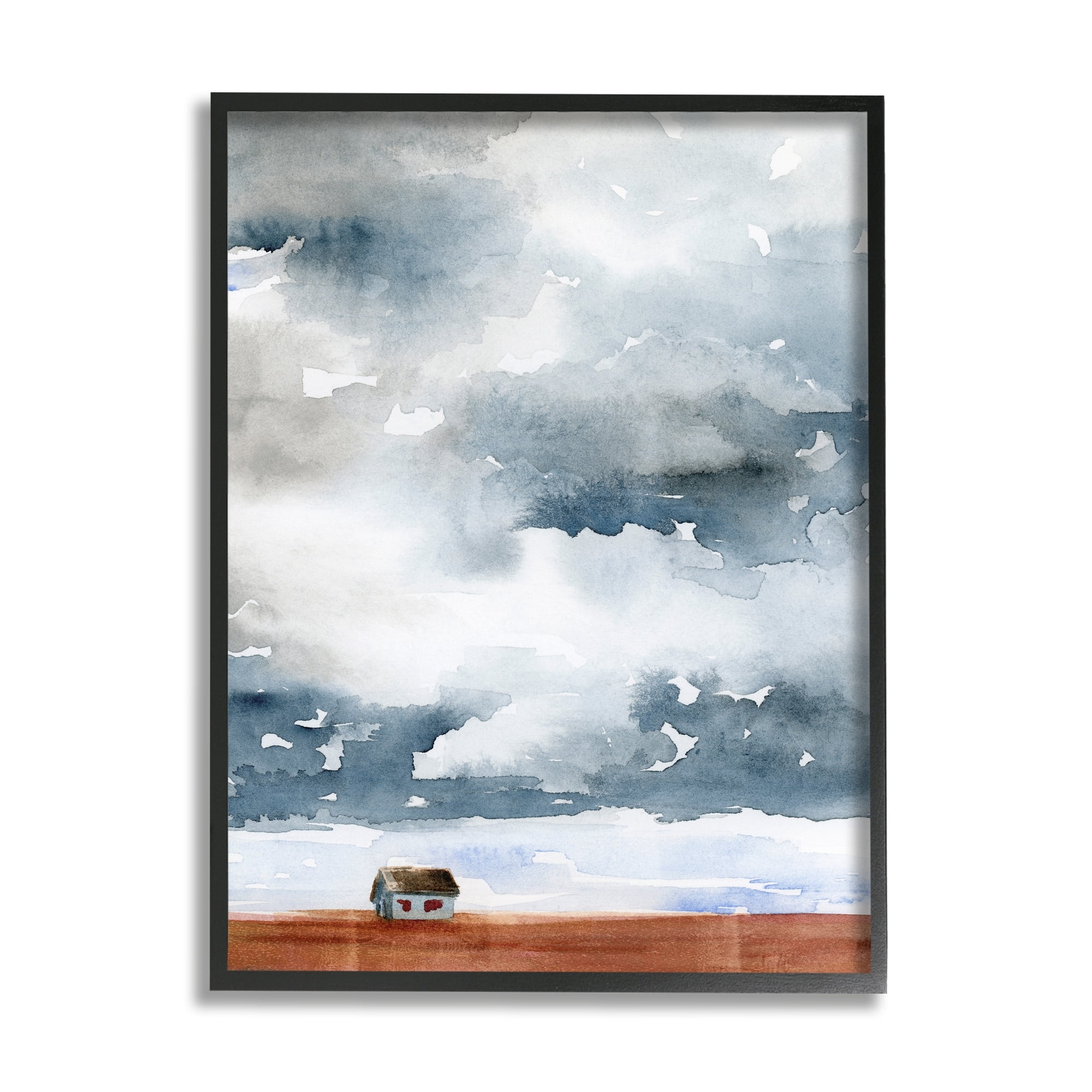 Stupell Industries Distant Rural Cottage Heavy Clouds Watercolor Painting Painting White Framed Art Print Wall Art, Design by Jennifer Paxton Parker