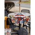 thumbnail image 4 of Outdoor Tablecloth with Umbrella Hole and Zipper, Grey Christmas Square Table Cloth 60x60 Inch Waterproof Tablecloth, Winter Gnomes Poinsettia Pine Tree Animals Picnic Table Cover for Patio Camping, 4 of 7